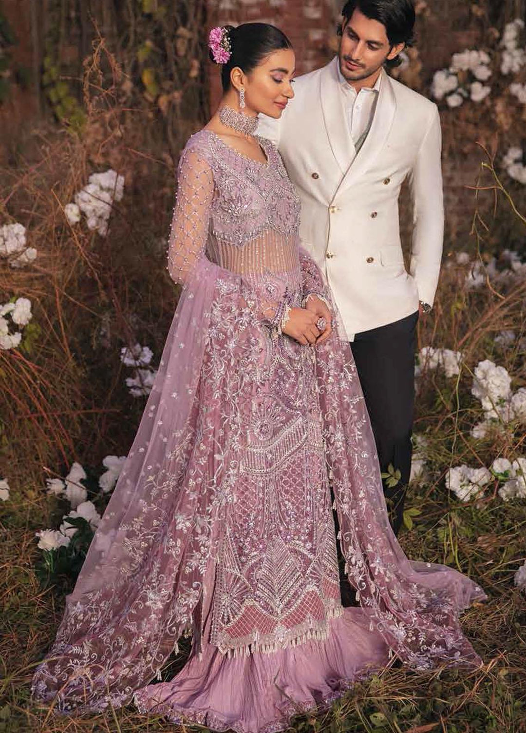 Mushq Embroidered Net Suits Unstitched 3 Piece MQ21EW TDL22-03 FALAK - Luxury Wedding Collection