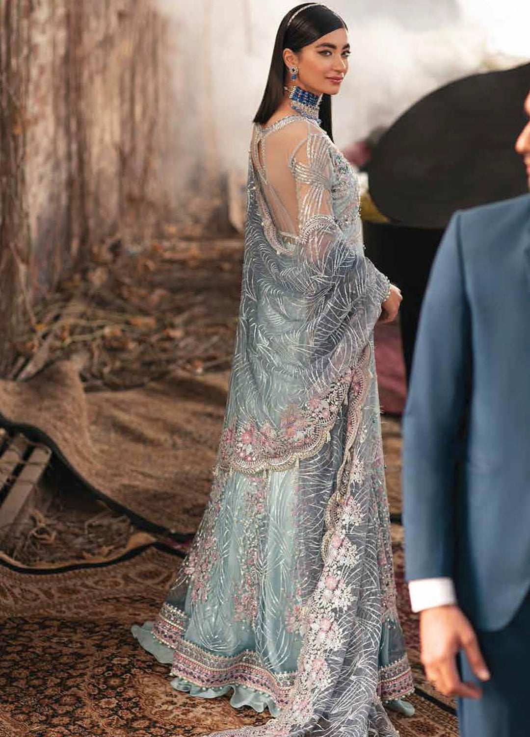 Mushq Embroidered Net Suits Unstitched 3 Piece MQ21EW TDL22-05 SAFEENA - Luxury Wedding Collection