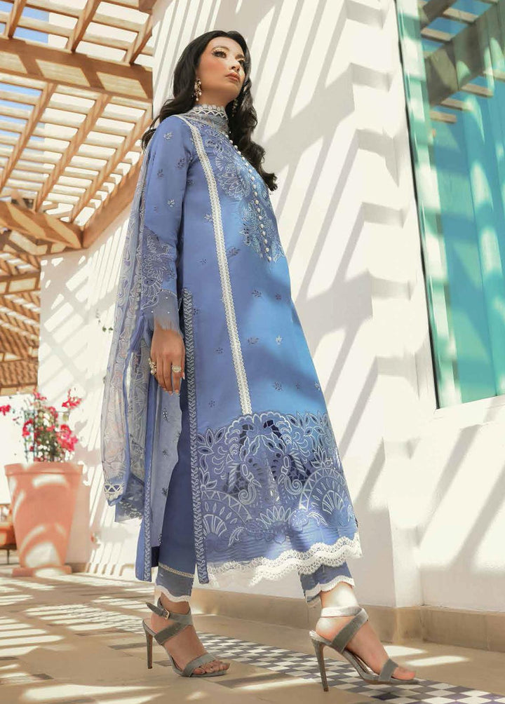 Hemline By Mushq Embroidered Lawn Suits Unstitched 3 Piece MQ22SS HM22-05A Blue Shadow - Spring / Summer Collection