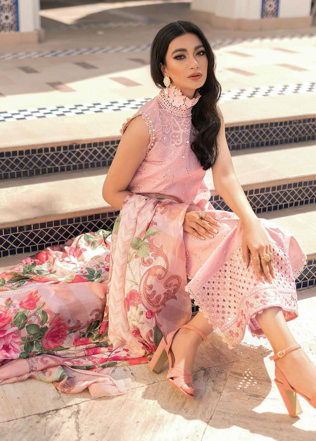 Hemline By Mushq Embroidered Lawn Suits Unstitched 3 Piece MQ22SS HM22-07A Rose Clair - Spring / Summer Collection