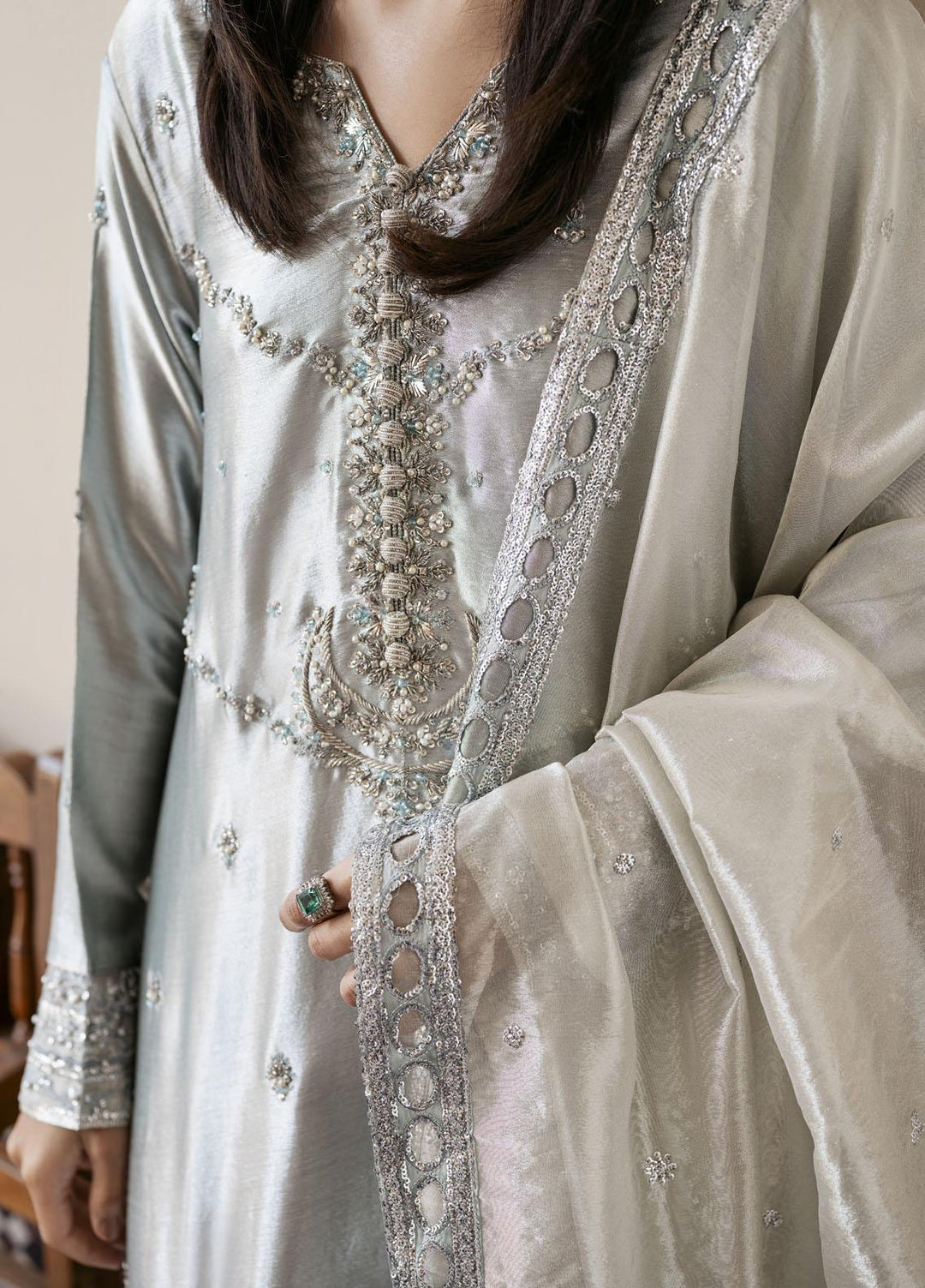 Mushq Luxury Pret Embroidered Tissue Silk 3 Piece Dress MQ22SN MSP22-07 Sitareh