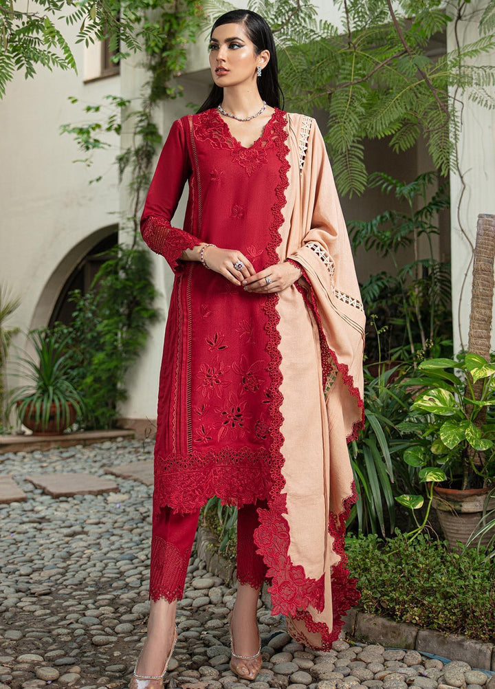 Mushq Embroidered Karandi Pret 3 Piece Suit MWP-01 Winter berry