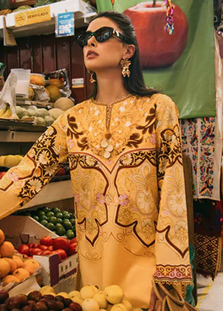 Mushq Printed Lawn Suits Unstitched 3 Piece MQ25LD2D 3-A Blossing Almound - Summer Collection