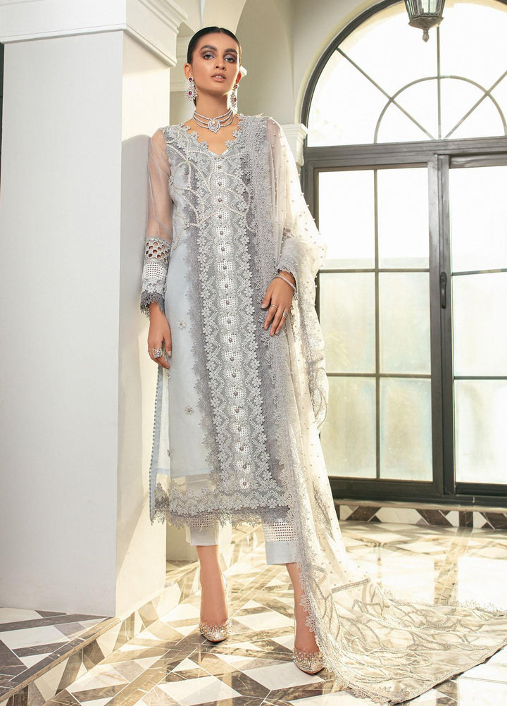 Mushq Luxury Pret Embroidered Organza Shirt Snowflake