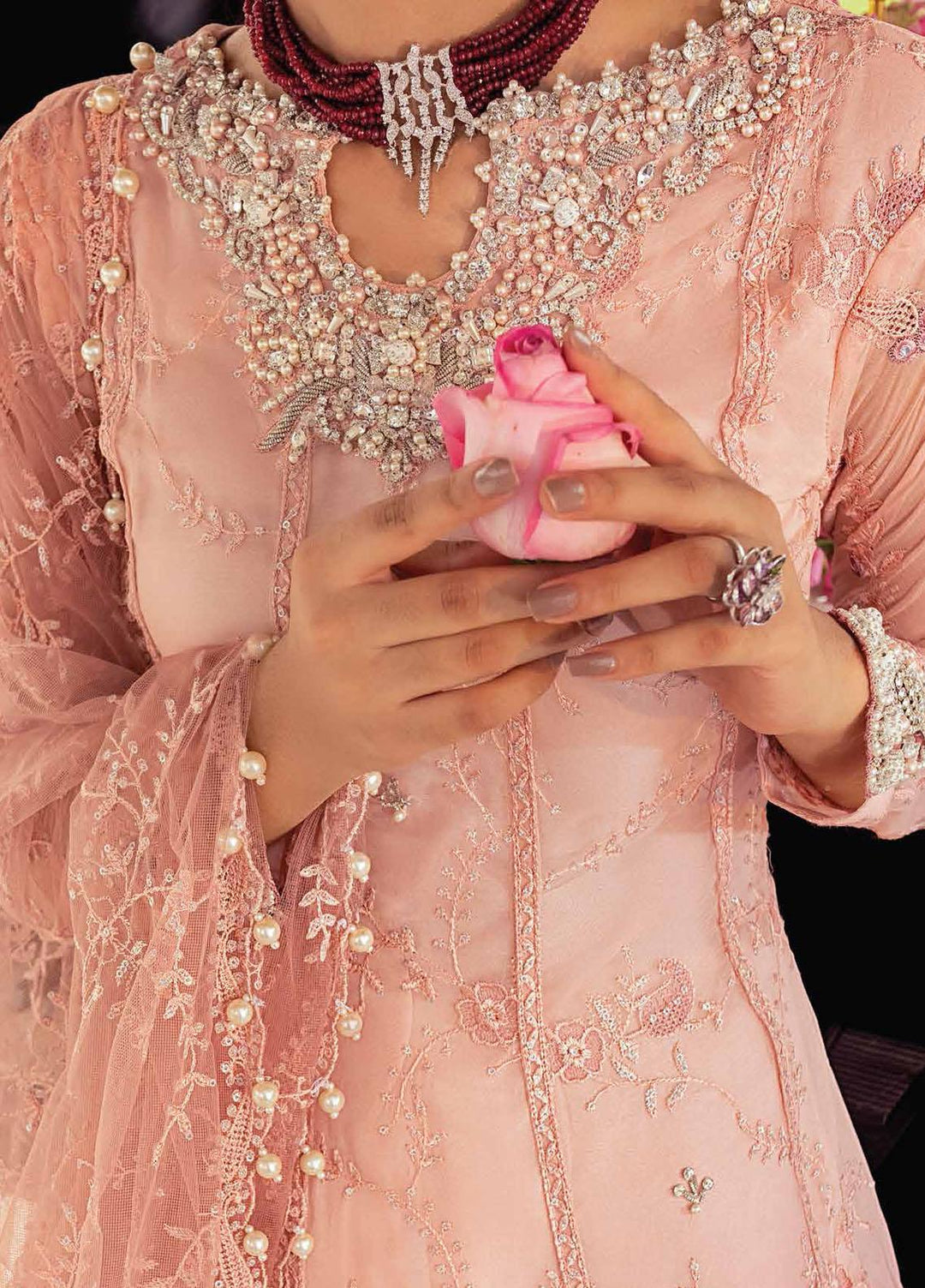 Mushq Embroidered Chiffon Suits Unstitched 3 Piece MQ21TK SDL21-01 KESAR - Luxury Collection