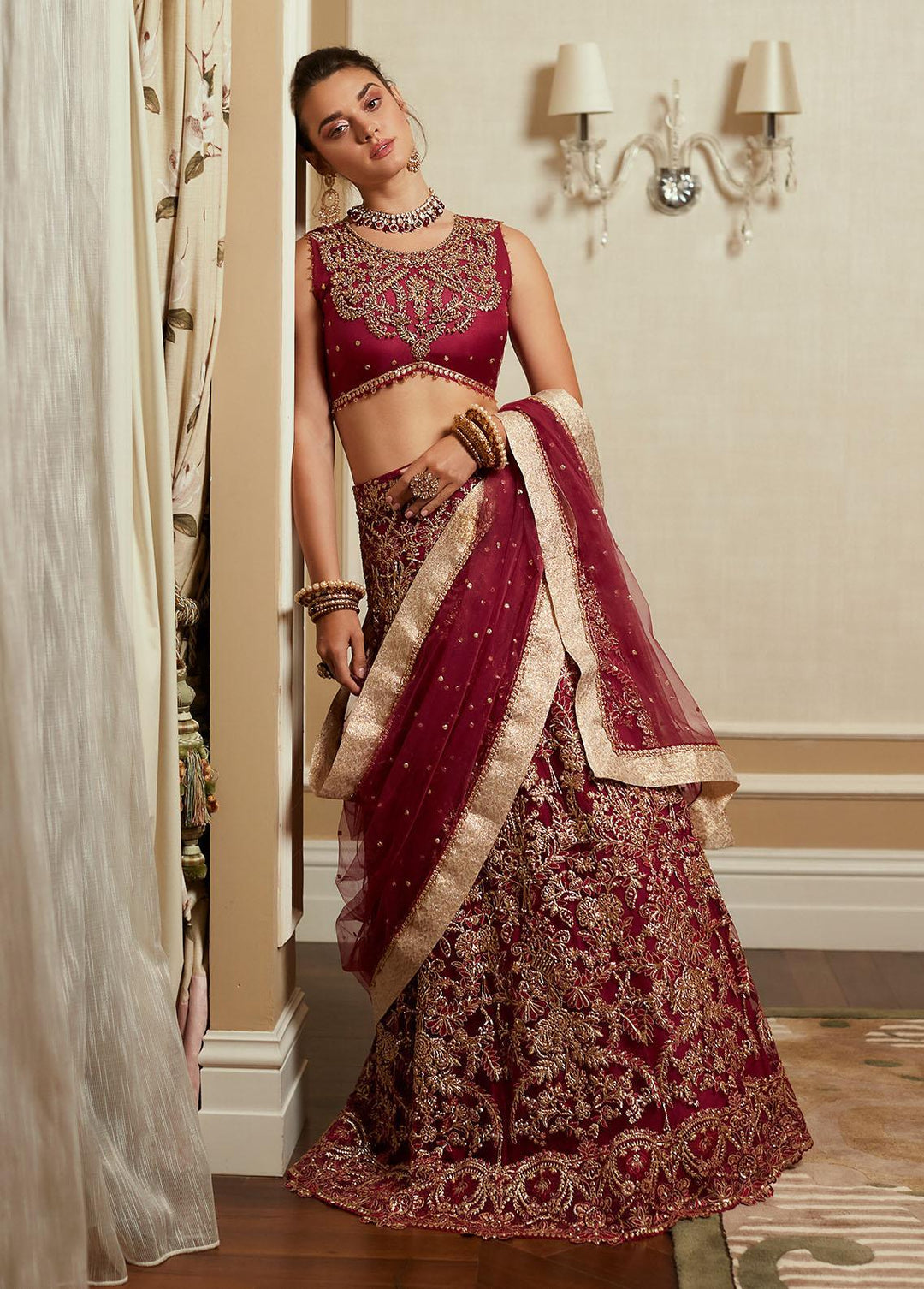 Amour By Mushq Embroidered  Suits Unstitched 4 Piece MQ23WD TDL23-06 Ruby - Wedding Collection