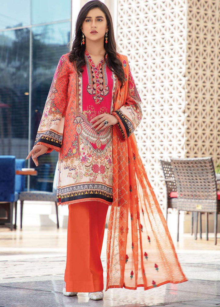 Muskan By Zebaish Embroidered Lawn Suits Unstitched 3 Piece ZSH21M 03 - Summer Collection
