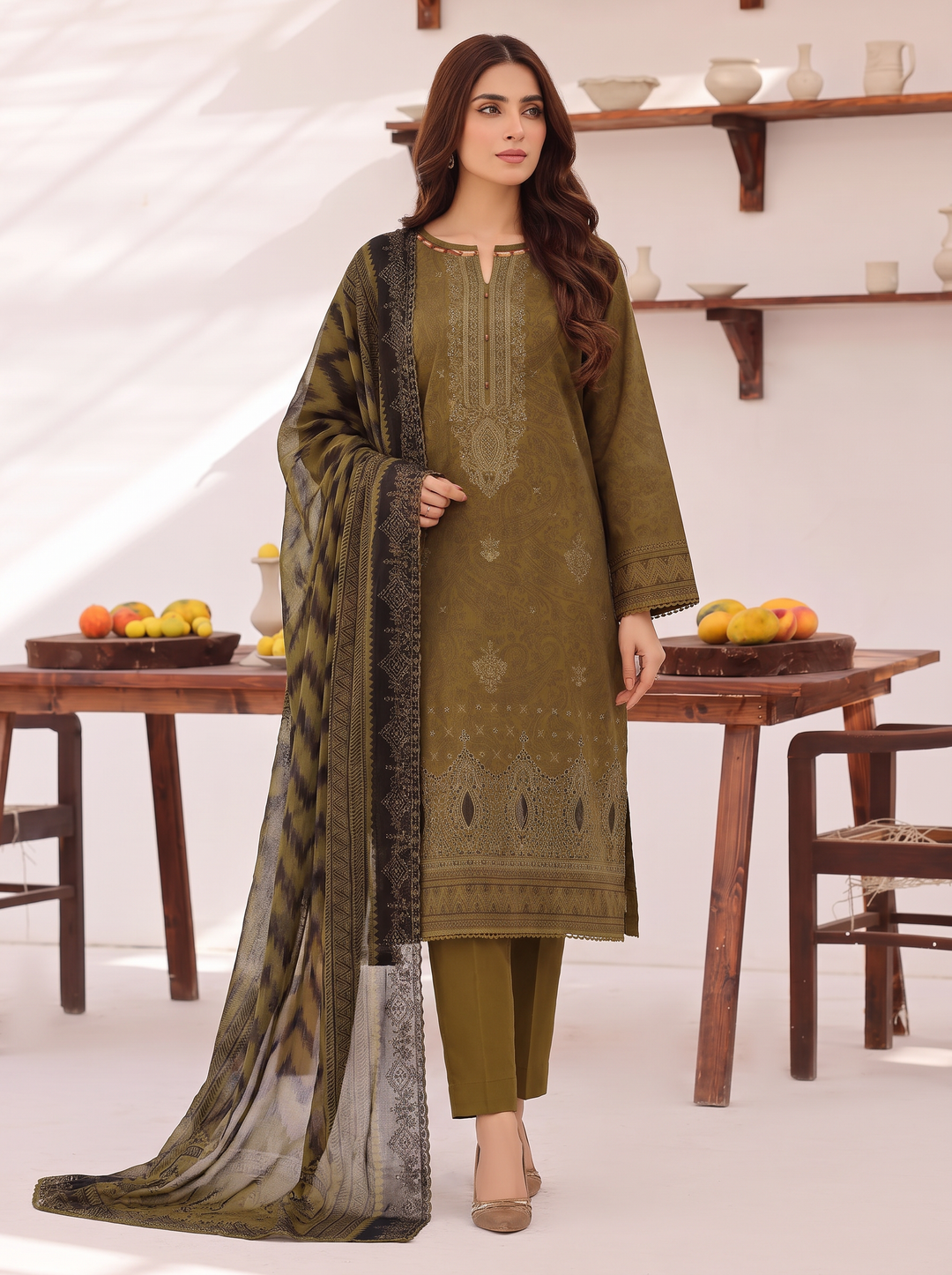 Premium Venice by HZ Textiles Unstitched Embroidered Cotton Lawn 3 Piece Suit PVE-3117 Casual Collection