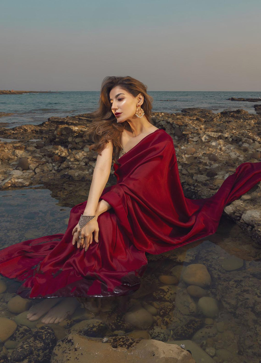 Muzains Luxury Pret  Silk Saree MU23LPS MFS-2039 Ruby Red