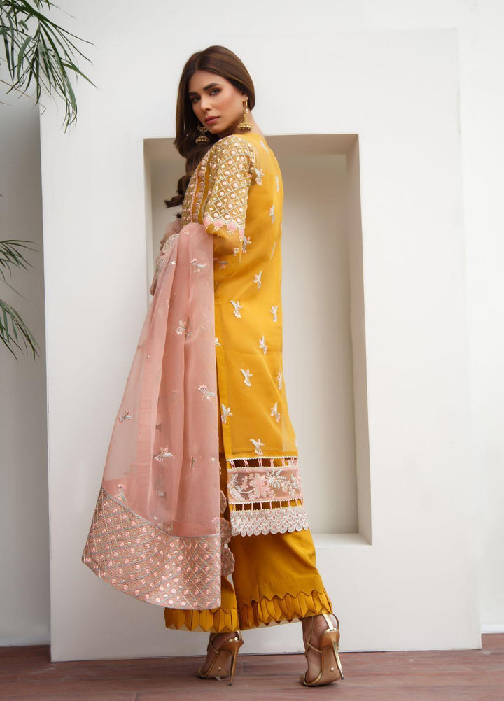 Suveez Luxury Pret  Organza 3 Piece Suit SZ22MRP Cyra Dark Yellow (D-02)