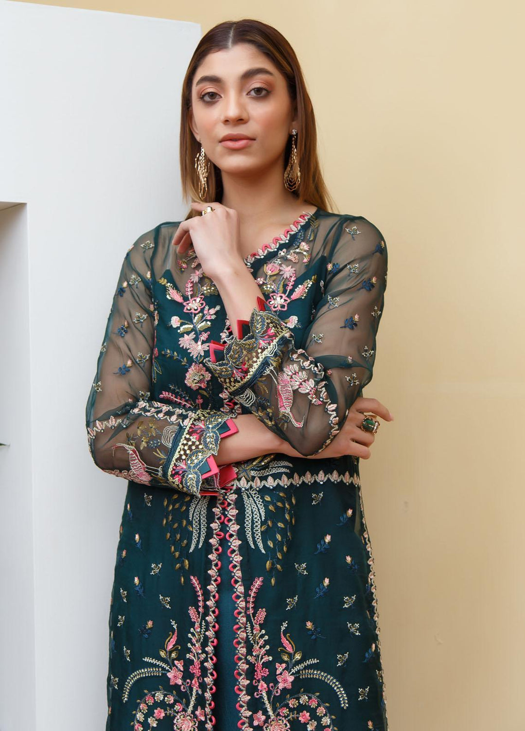 Myra By Suveez Embroidered Organza Suits Unstitched 3 Piece SZ22MR Dahlia - Premium Collection