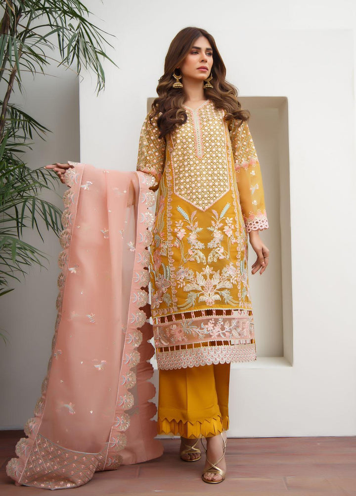 Myra By Suveez Embroidered Organza Suits Unstitched 3 Piece SZ22MR Cyra - Premium Collection