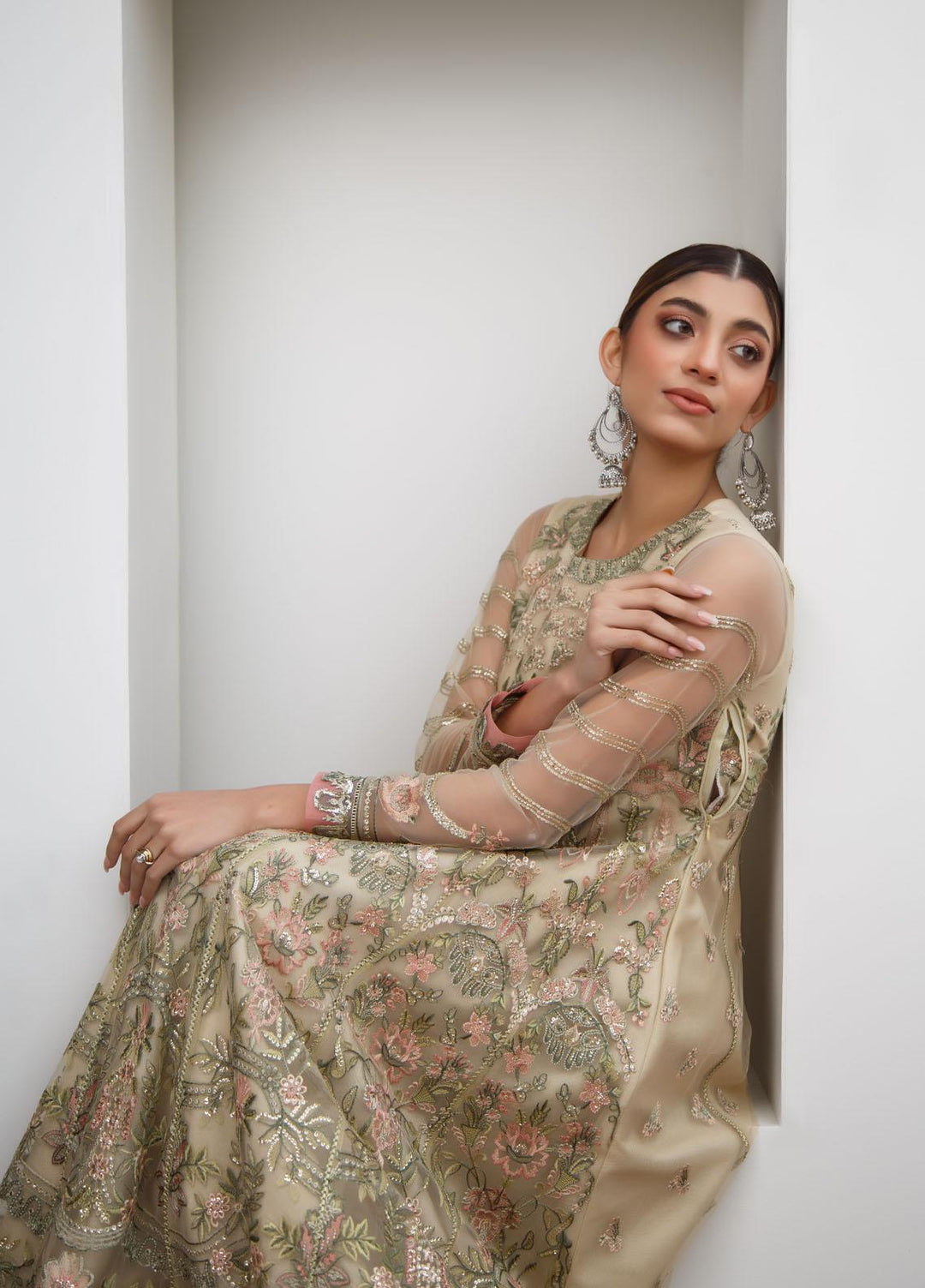 Myra By Suveez Embroidered Net Suits Unstitched 3 Piece SZ22MR Jasmine - Premium Collection