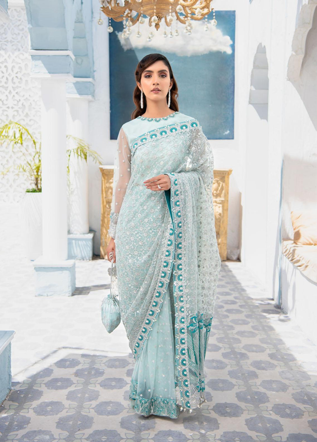 Maria Osama Khan Luxury Pret  Net Saree MOK22MYT ELISE