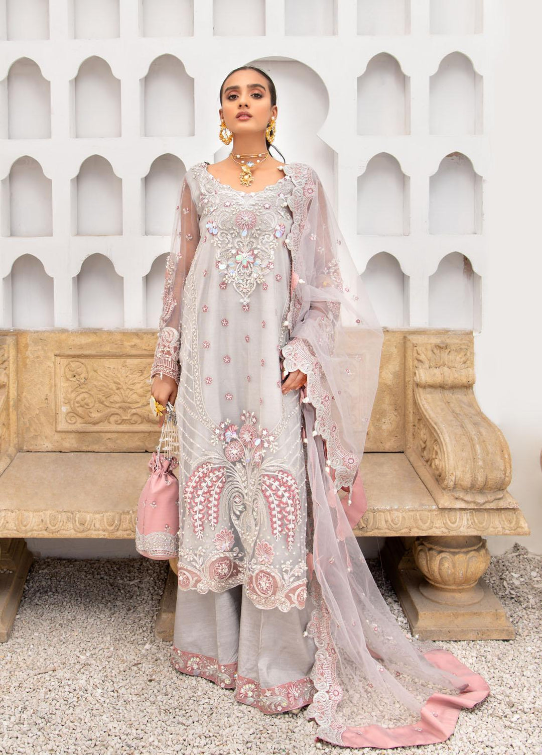 Maria Osama Khan Luxury Pret  Net 3 Piece MOK22MYT RENEE