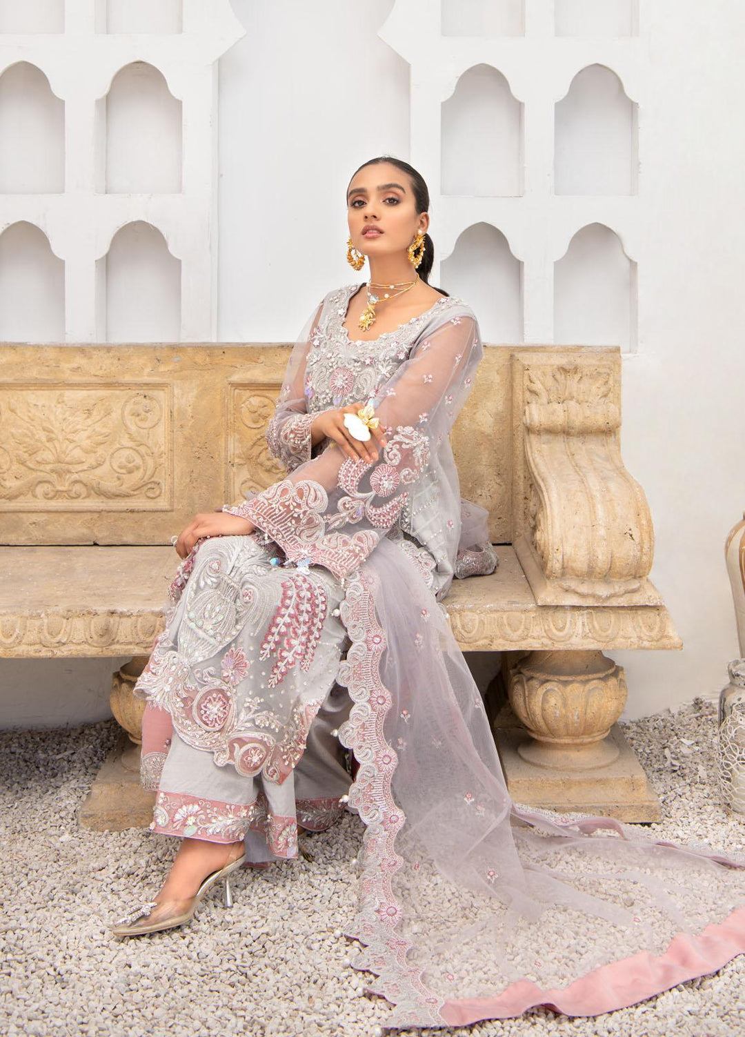 Maria Osama Khan Luxury Pret  Net 3 Piece MOK22MYT RENEE
