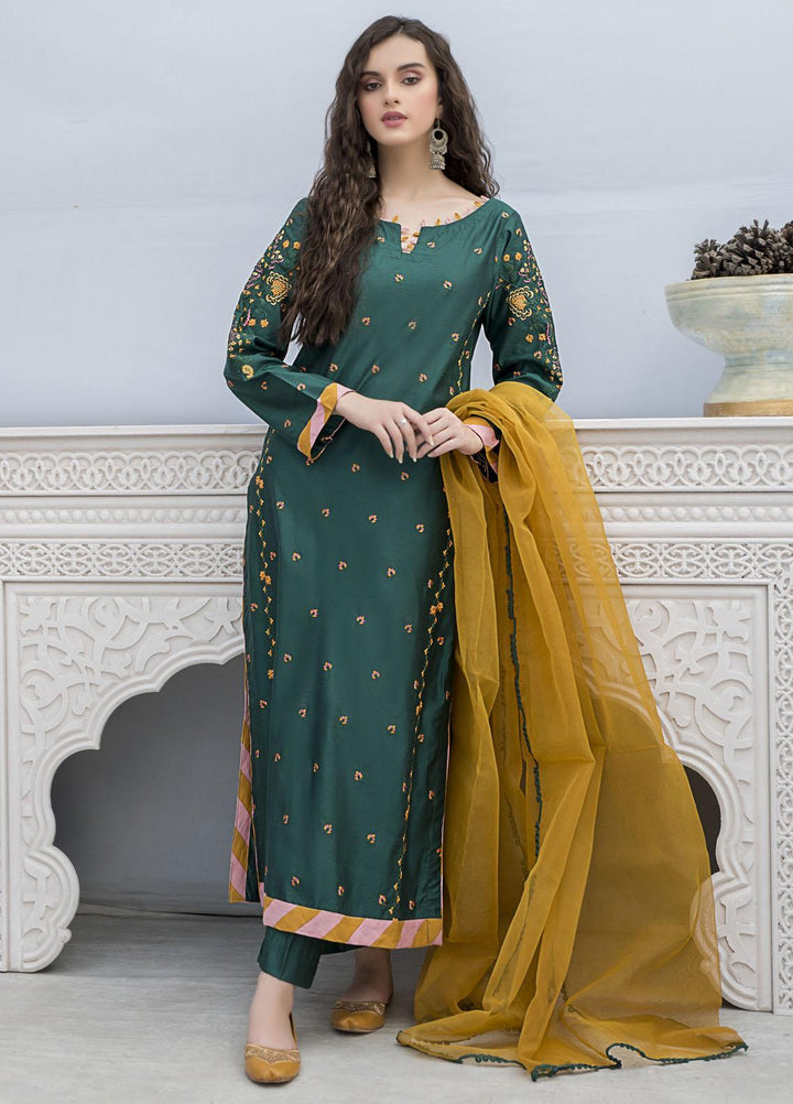Naayas Luxury Pret  Cotton Net 2 Piece Lemon Green