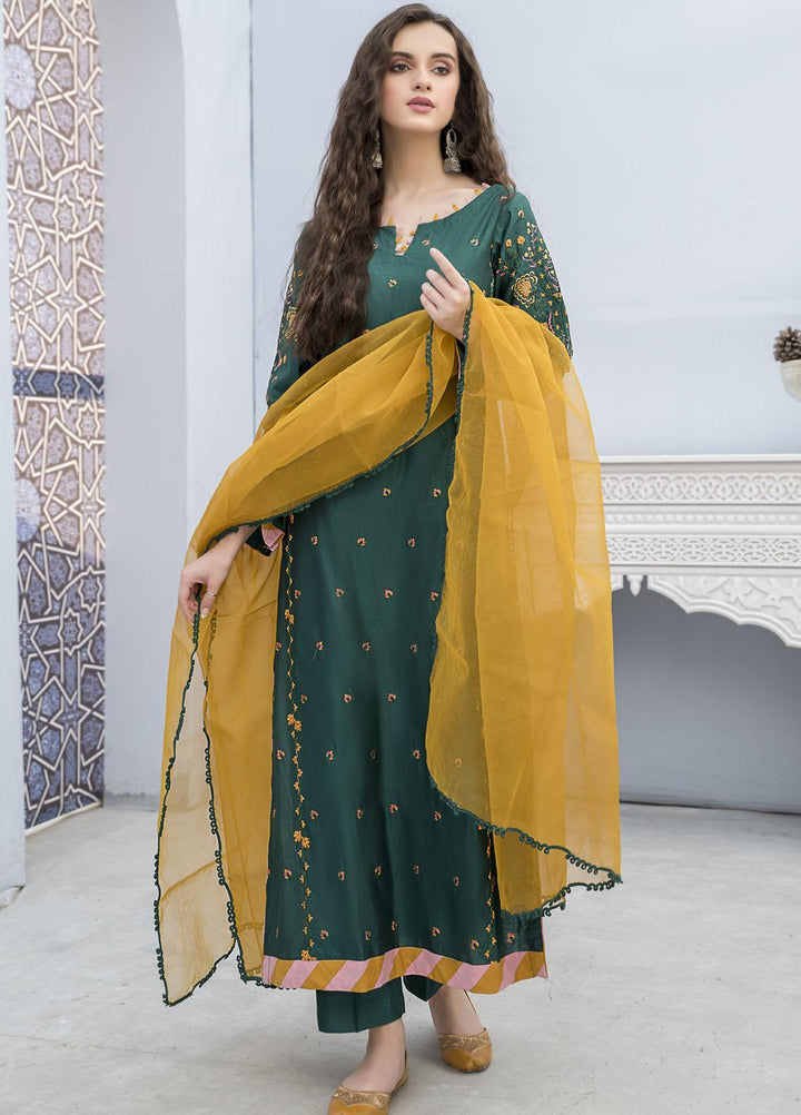 Naayas Luxury Pret  Cotton Net 2 Piece Lemon Green