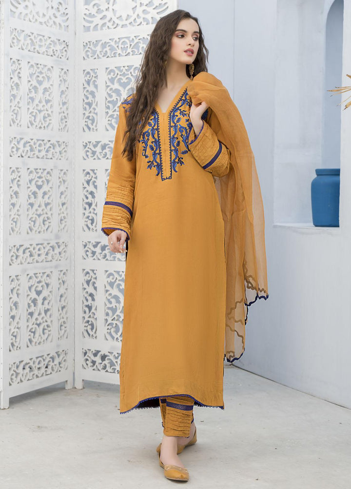 Naayas Luxury Pret  Silk 2 Piece Scarlet Yellow