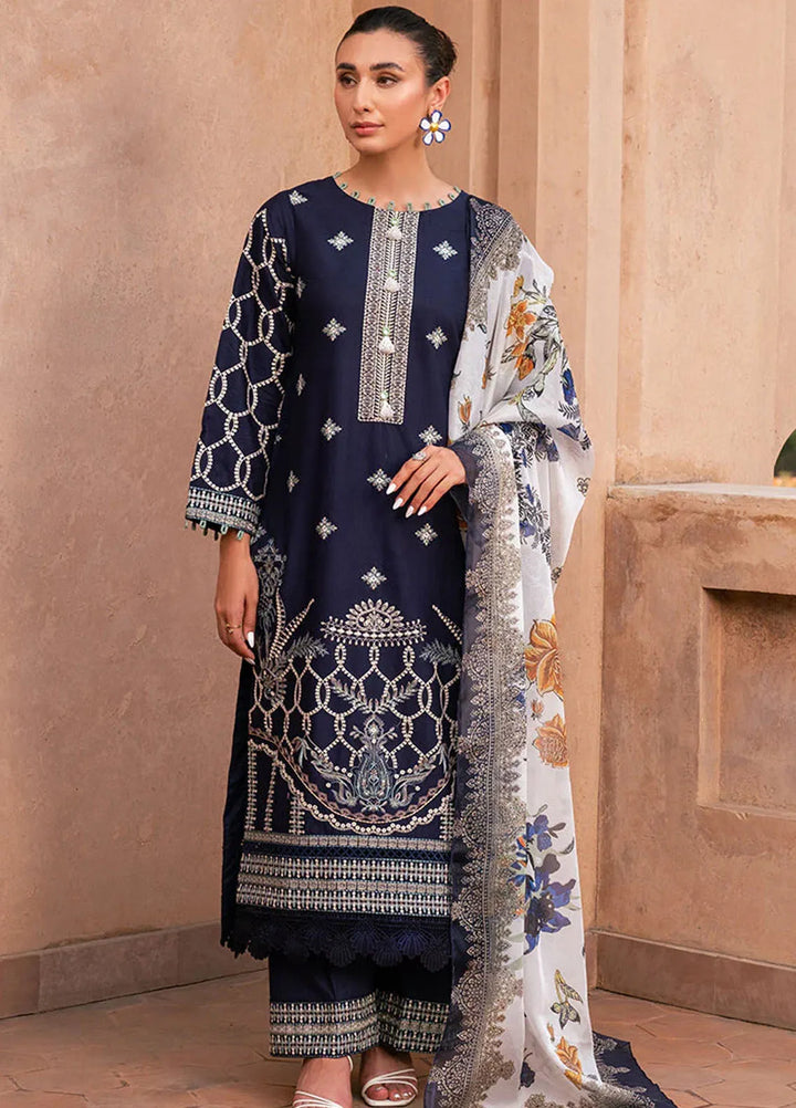 Naayas Embroidered Lawn Suit Unstitched 3 Piece NS24E Sapphire - Summer Collection