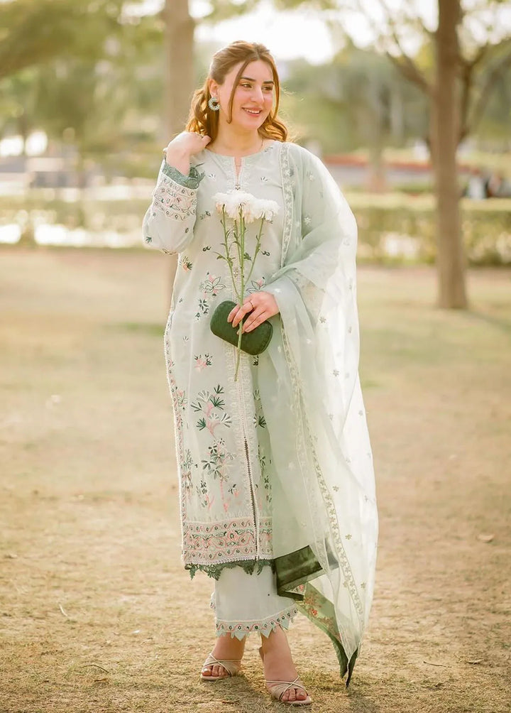 Naayas Embroidered Lawn Suits Unstitched 3 Piece NS24L Reem mint - Summer Collection