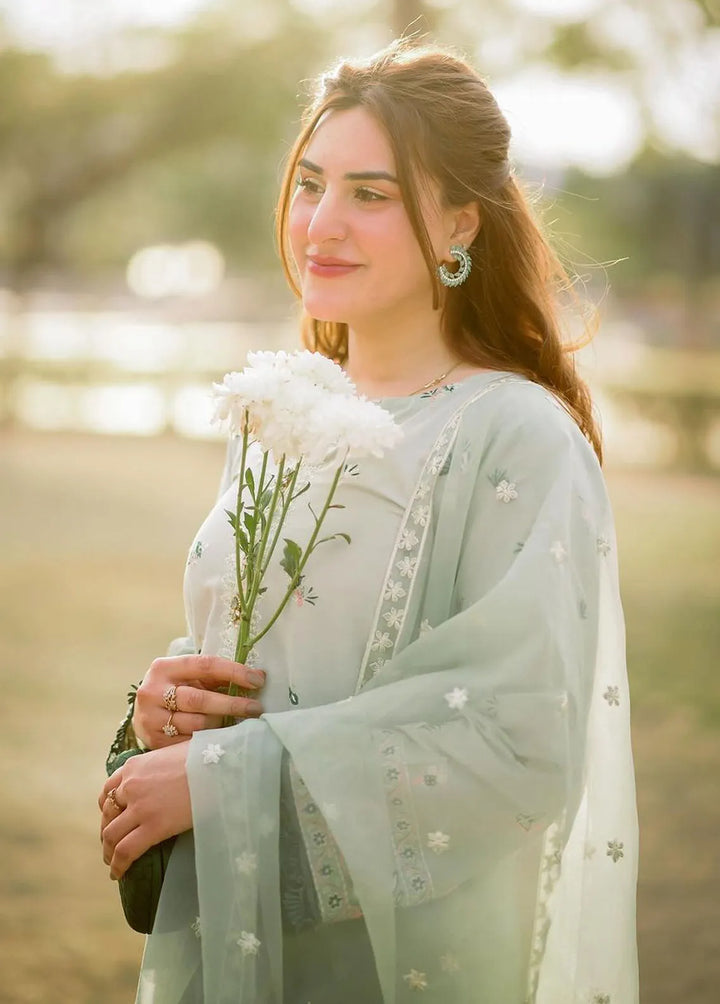 Naayas Embroidered Lawn Suits Unstitched 3 Piece NS24L Reem mint - Summer Collection