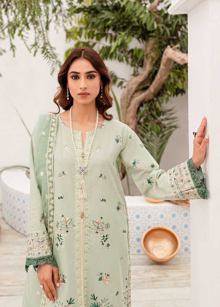 Naayas Embroidered Lawn Suits Unstitched 3 Piece NS24L Reem mint - Summer Collection