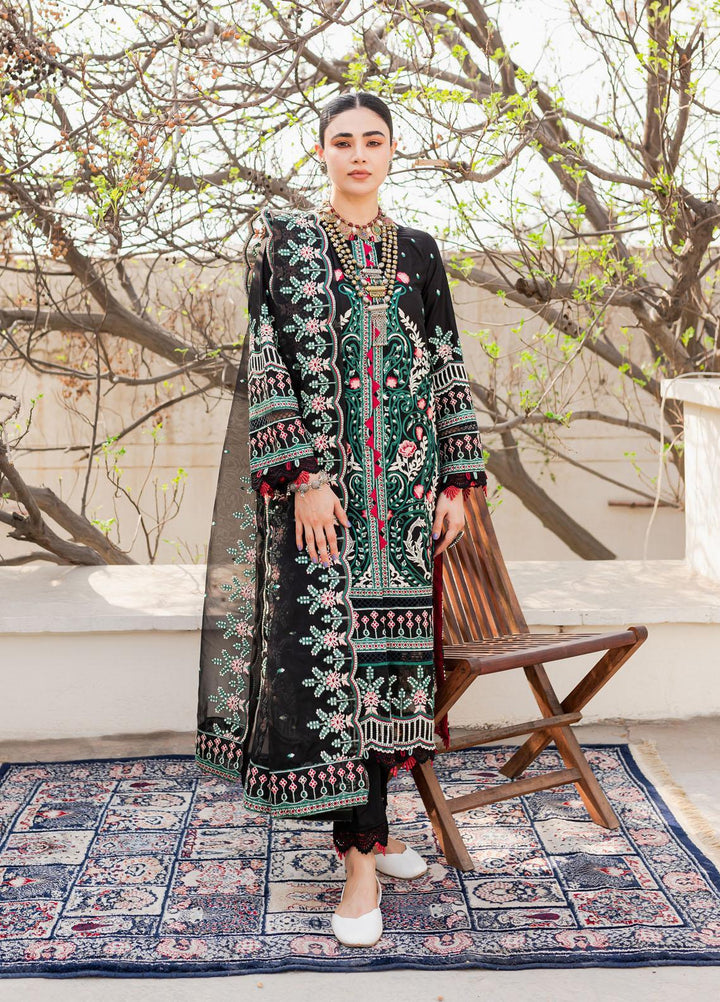 Naayas Embroidered Lawn Suits Unstitched 3 Piece NA23SL Jardin black - Summer Collection
