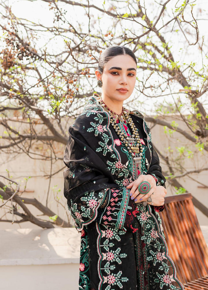 Naayas Embroidered Lawn Suits Unstitched 3 Piece NA23SL Jardin black - Summer Collection