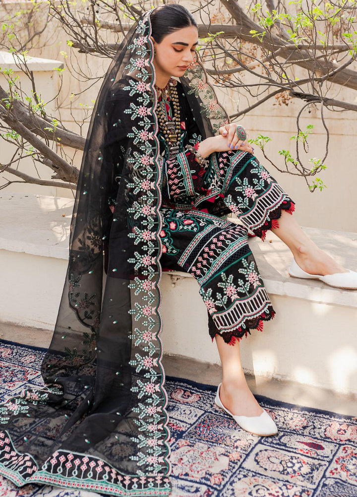 Naayas Embroidered Lawn Suits Unstitched 3 Piece NA23SL Jardin black - Summer Collection