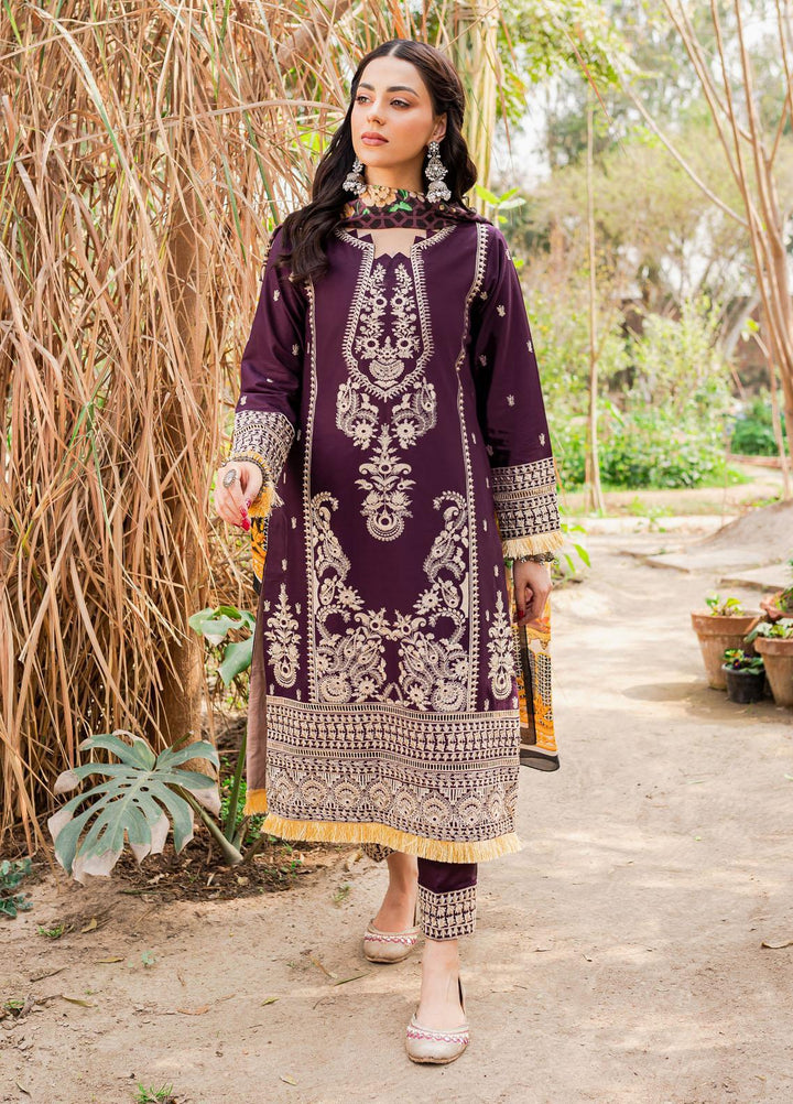 Naayas Embroidered Lawn Suits Unstitched 3 Piece NA23SL Mauve - Summer Collection