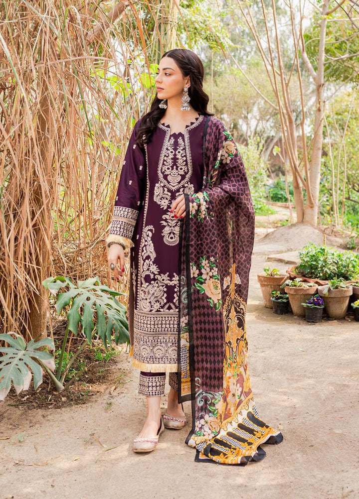 Naayas Embroidered Lawn Suits Unstitched 3 Piece NA23SL Mauve - Summer Collection
