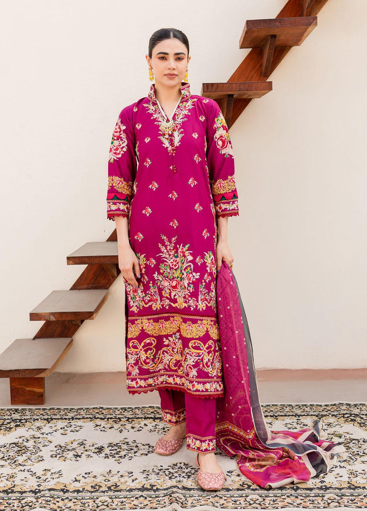Naayas Embroidered Lawn Suits Unstitched 3 Piece NA23SL Marrakech magenta - Summer Collection