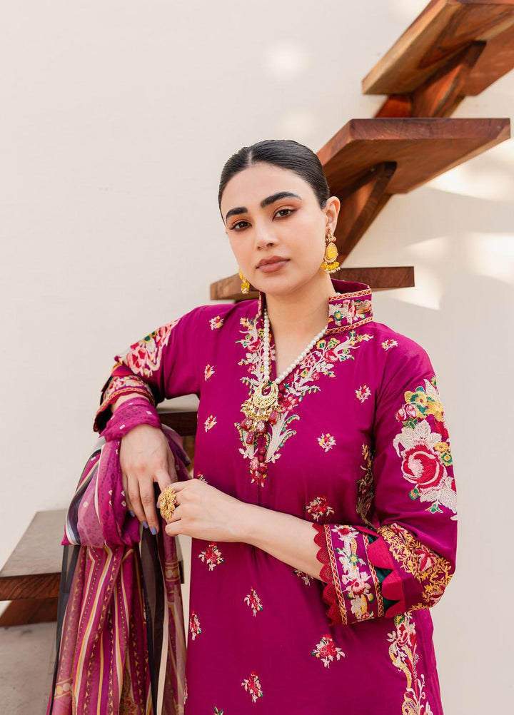 Naayas Embroidered Lawn Suits Unstitched 3 Piece NA23SL Marrakech magenta - Summer Collection