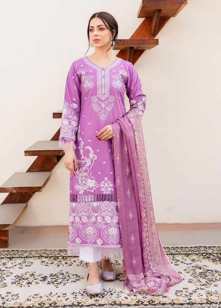 Naayas Embroidered Lawn Suits Unstitched 3 Piece NA23SL Lavender - Summer Collection
