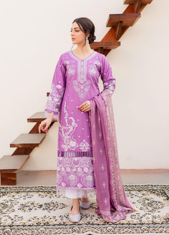 Naayas Embroidered Lawn Suits Unstitched 3 Piece NA23SL Lavender - Summer Collection