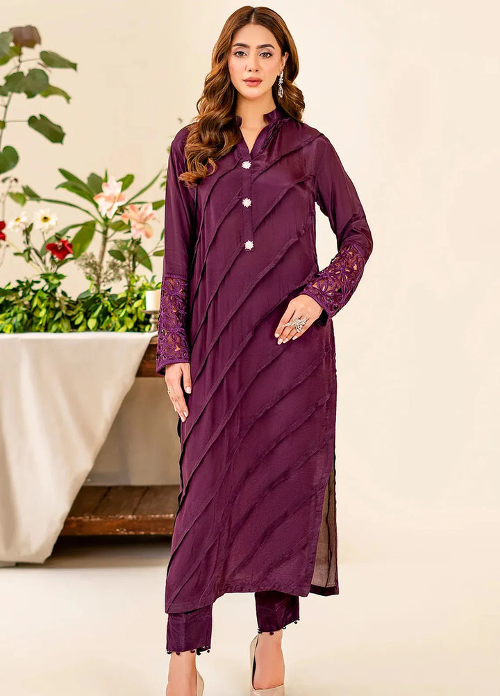 Naayas Pret Embroidered Silk 2 Piece Suit Wine