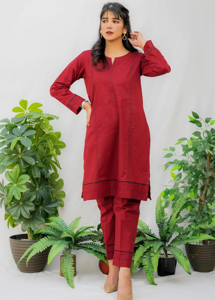 Naaz Couture Casual Pret  Lawn 2 Piece Dress NC22SL Ruby Red