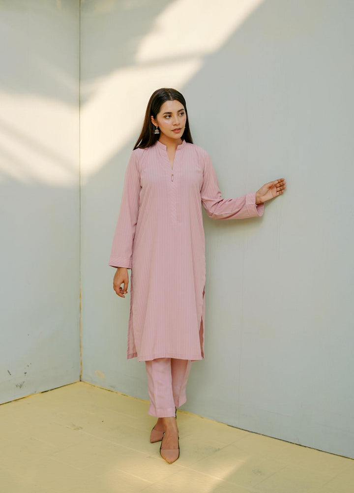 Naaz Couture Casual Pret  Linen 2 Piece Suit NC22WBE Rose Quartz