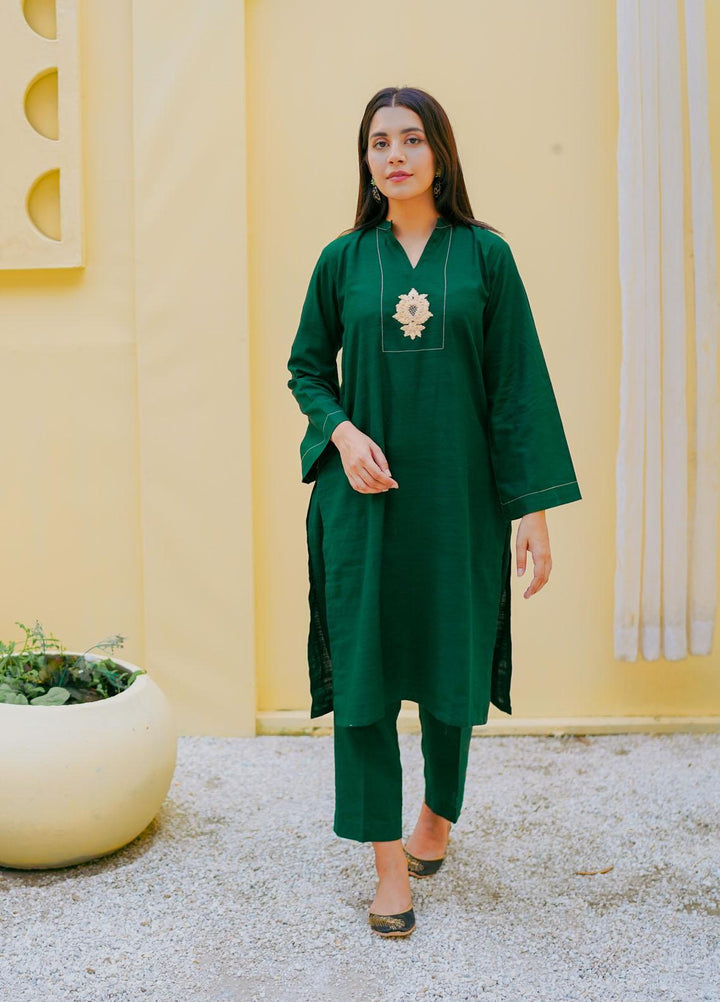 Naaz Couture Casual Pret  Khaddar 2 Piece Suit NC22WBE Bottle Green