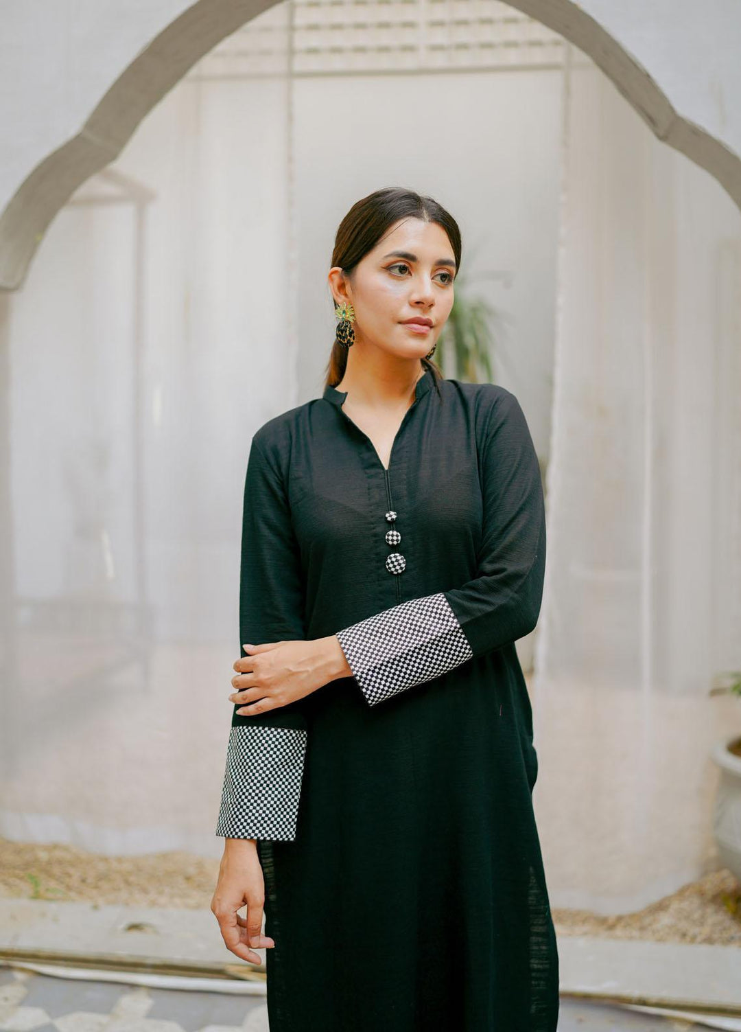 Naaz Couture Casual Pret  Khaddar 2 Piece Suit NC22WBE Black & Monochrome