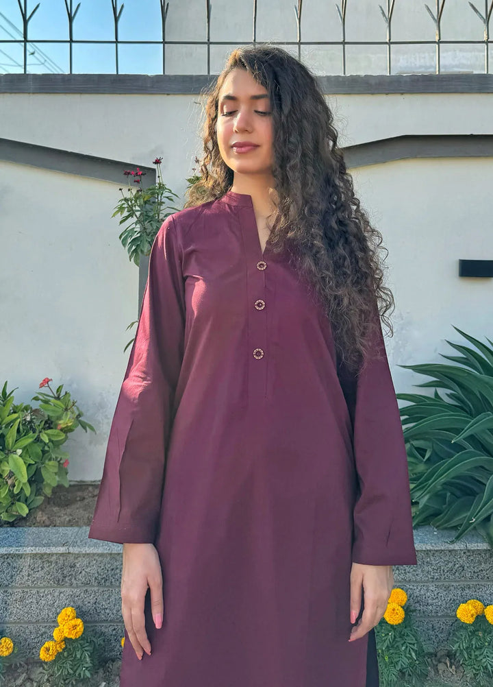 Naaz Couture Pret Casual Lawn 2 Piece Suit Maroon