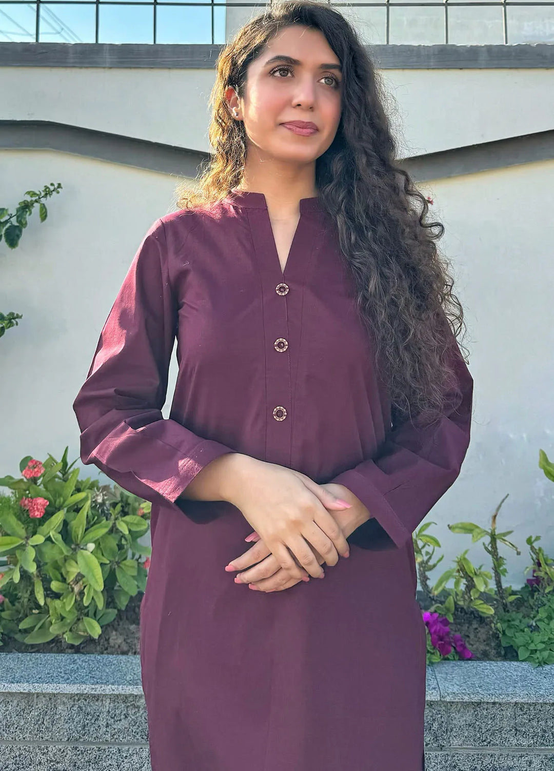 Naaz Couture Pret Casual Lawn 2 Piece Suit Maroon