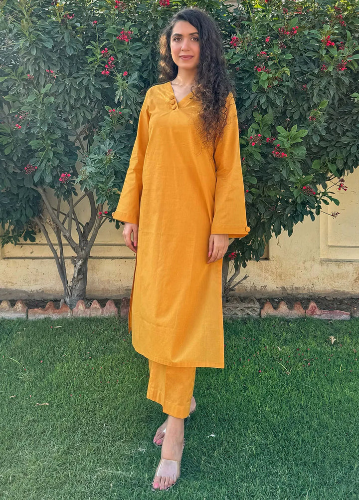 Naaz Couture Pret Casual Lawn 2 Piece Suit Mustard