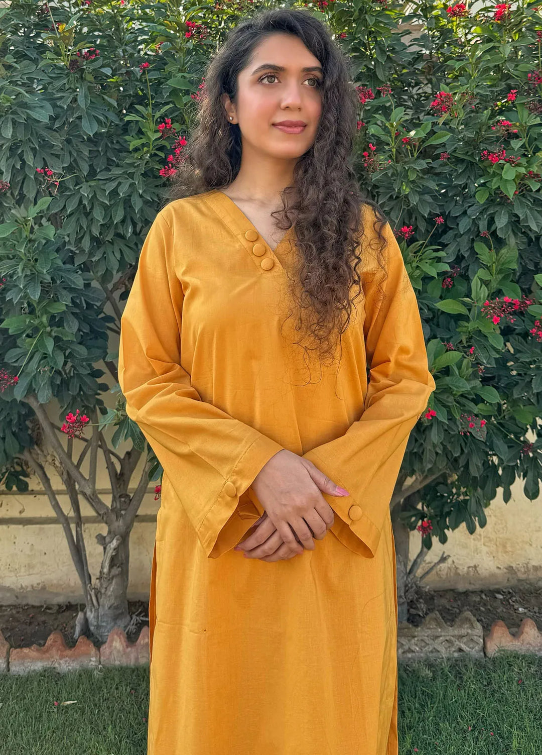 Naaz Couture Pret Casual Lawn 2 Piece Suit Mustard