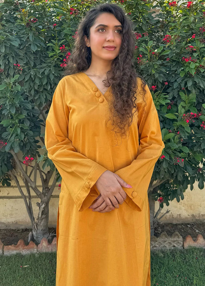 Naaz Couture Pret Casual Lawn 2 Piece Suit Mustard