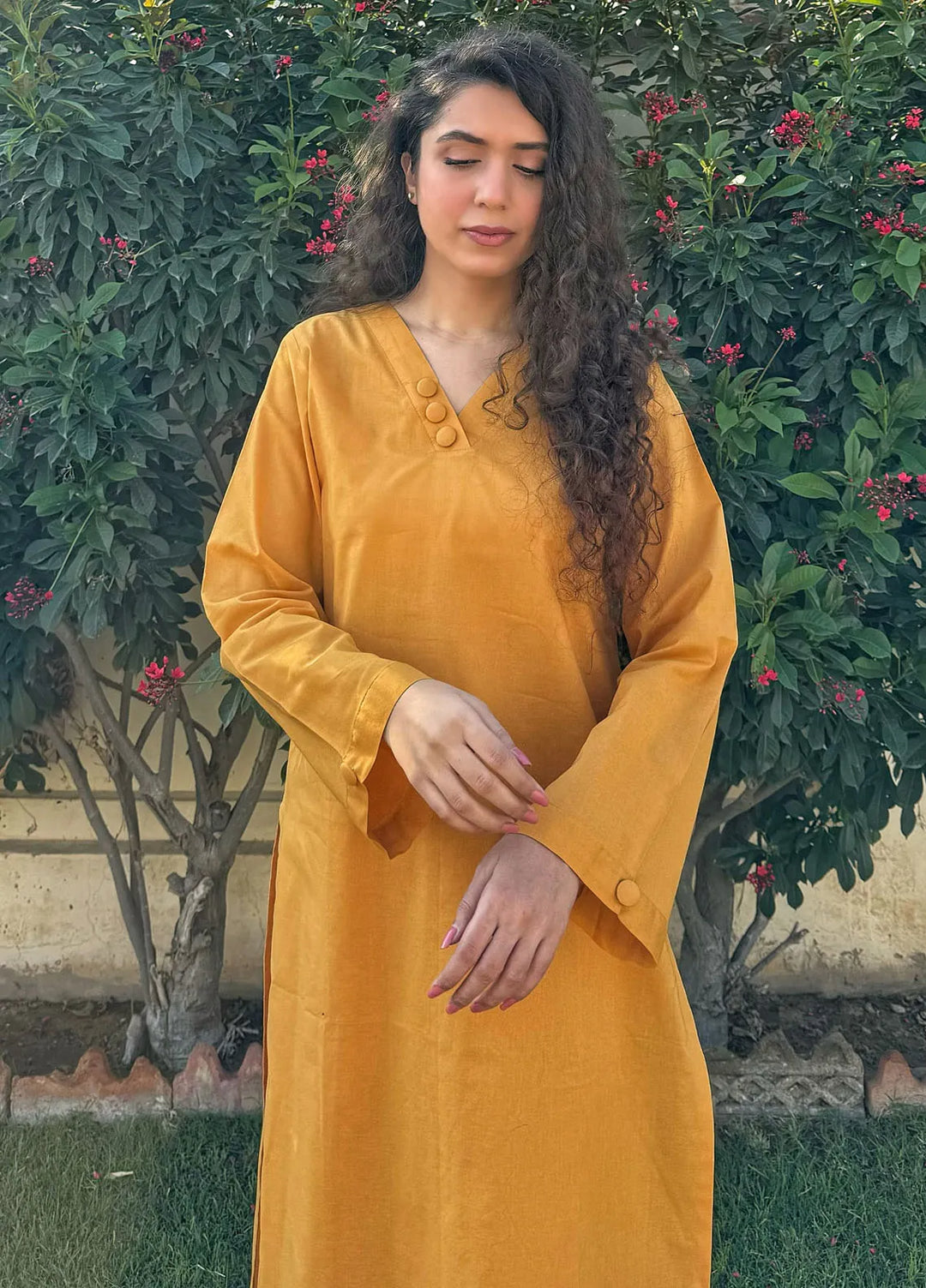 Naaz Couture Pret Casual Lawn 2 Piece Suit Mustard