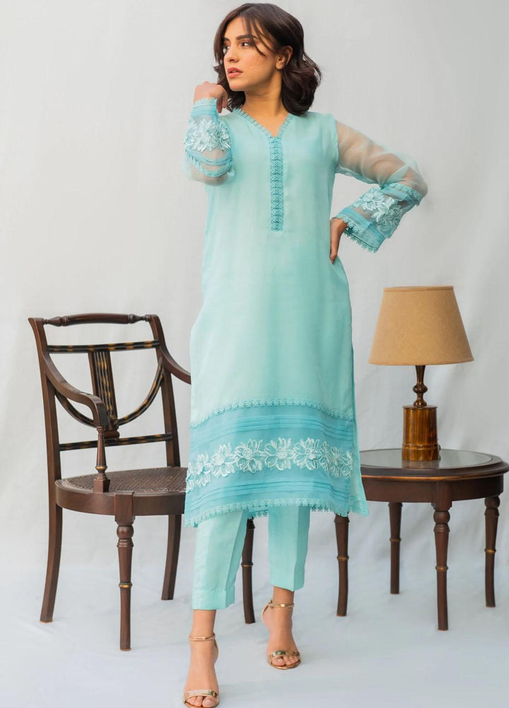 Naaz Couture Casual Pret  Organza 2 Piece Dress NC22PE Nasrin- Blue