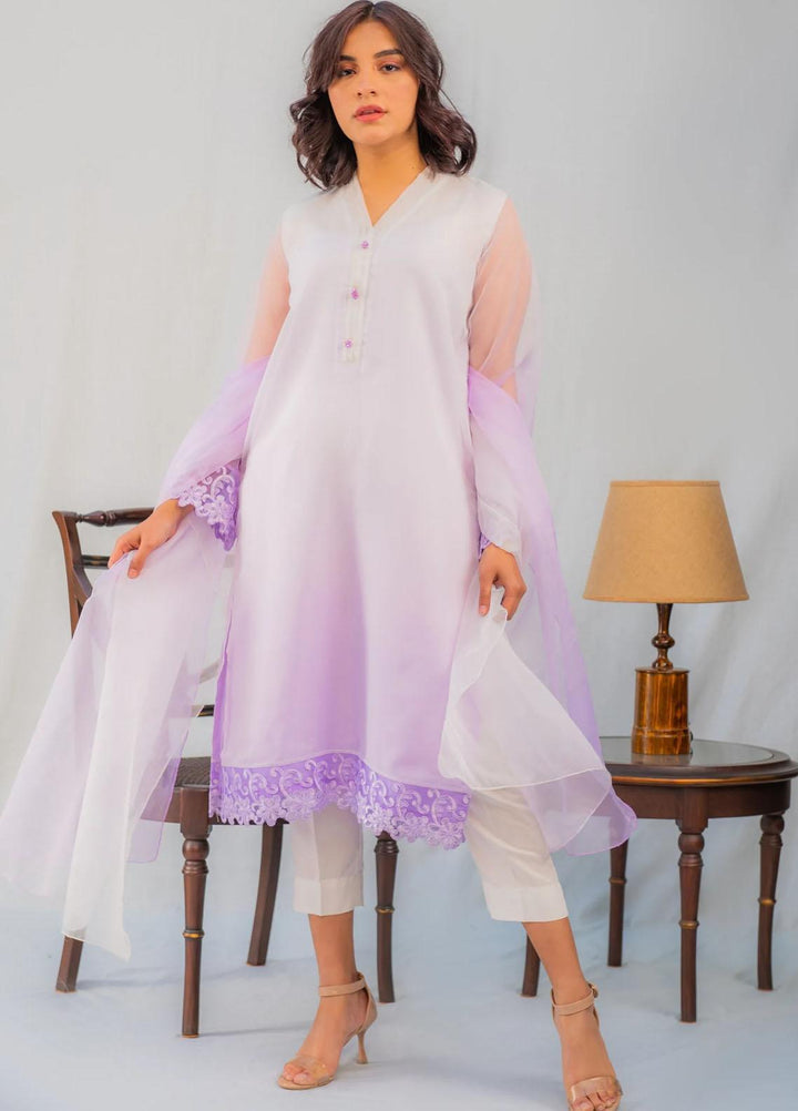 Naaz Couture Casual Pret  Organza 2 Piece Dress NC22PE Yaleh- Lilac Ombre