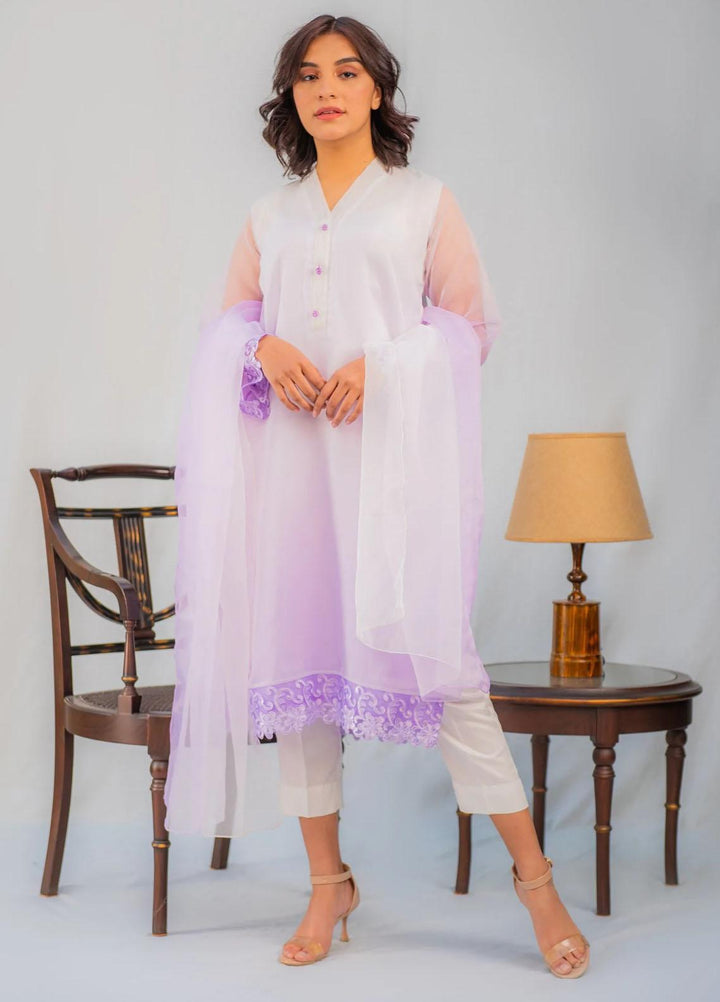 Naaz Couture Casual Pret  Organza 2 Piece Dress NC22PE Yaleh- Lilac Ombre